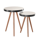 Kit 2 Mesa Lateral Lisa Mdf Off White | Aço Preto - Sallar Ho